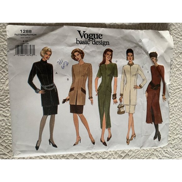 Vogue Misses Dress Tunic Skirt Sewing Pattern 1288 Sz 8 - 10 - Uncut - Picture 9 of 9